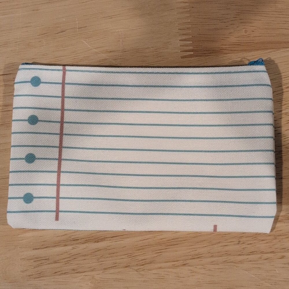 Canvas Zipper Pouch with Notebook Paper Design